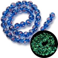 Brins de perles lampwork en sable glod faits à la main, ronds, phosphorescents — Perles à bijoux