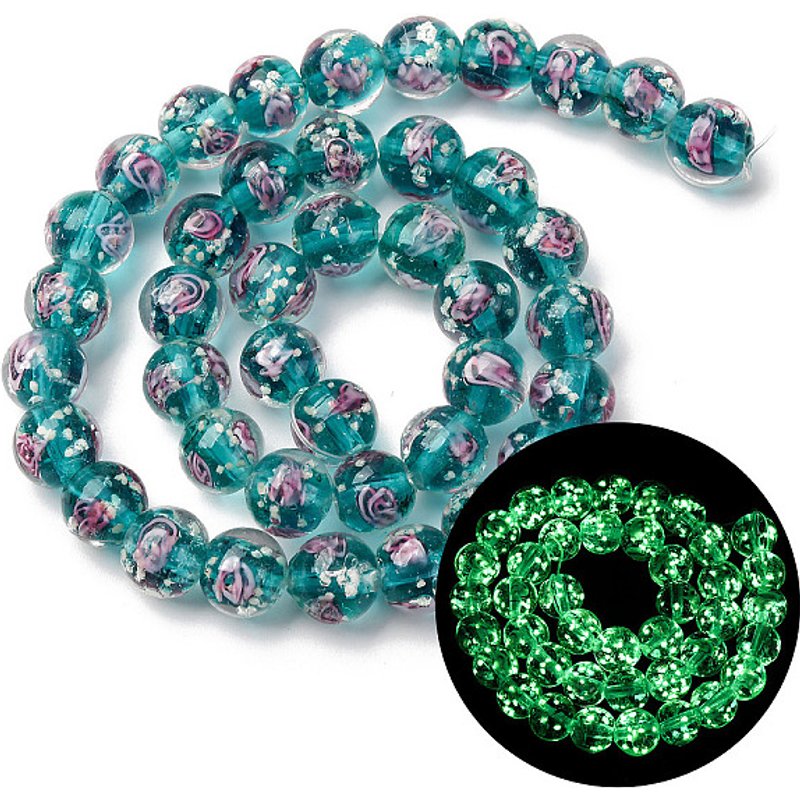 Handmade Glow in the Dark Turquoise Lampwork Beads Strands — Jewelry Beads