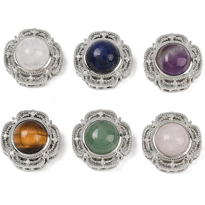 Natural Mixed Stone Flower Multi-Strand Links with Brass and Platinum — Jewelry Findings