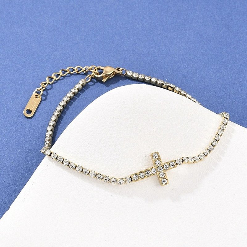 Bracelet en Chaîne de Cup en Acier Inoxydable 304 pour Femmes, Design Croix — Bracelet Femme