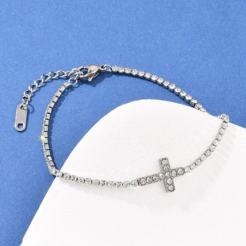Bracelet en Chaîne Cup en Acier Inoxydable 304 pour Femmes - Design Croix — Bracelet Femme