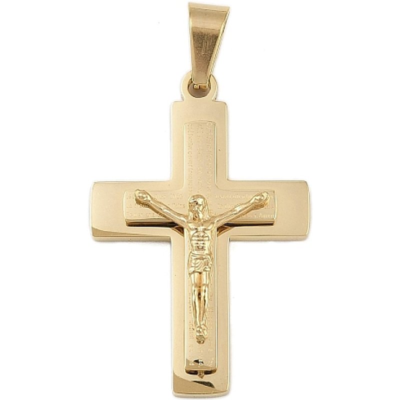 Pendentif Croix en Acier Inoxydable 304 Thème Jésus avec Plaquage en Or 18K — Breloques et pendentifs