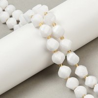 Brins de perles de jade blanc naturel avec perles de semence, 15,35 pouces