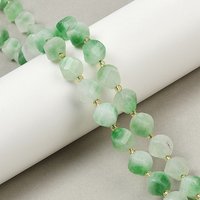 Brins de Perles de Jade Naturel Teintées avec Perles de Semence, Vert Clair