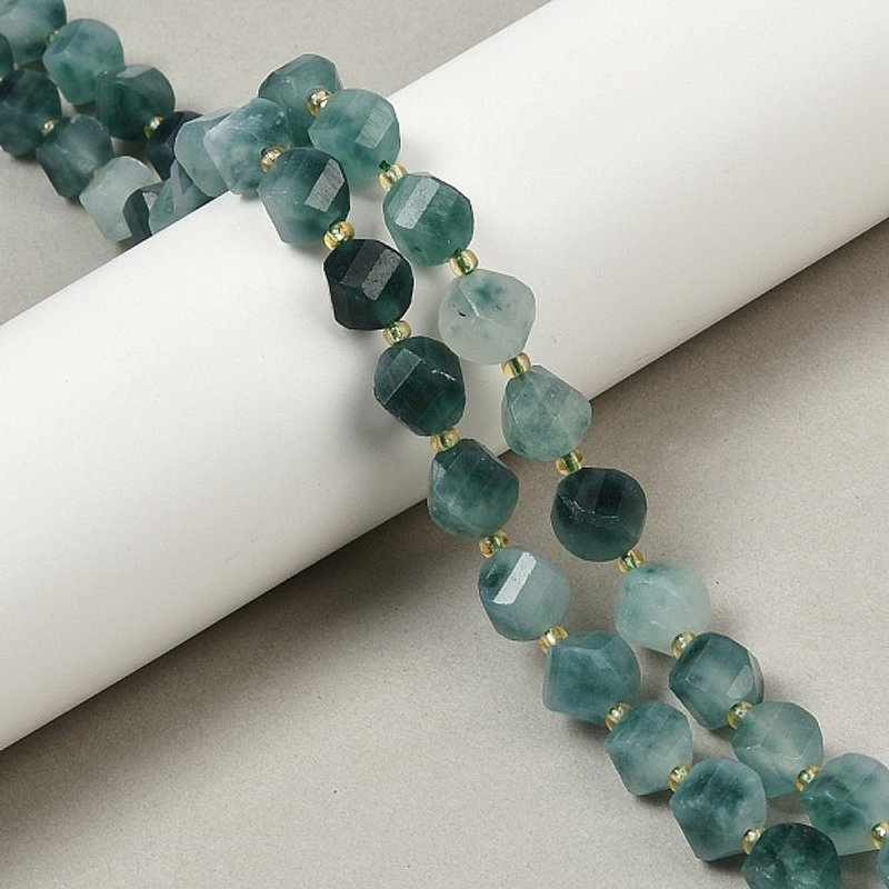 Dyed Natural Jade Beads Strands, Faceted Twist, Prussian Blue — Jewelry Beads