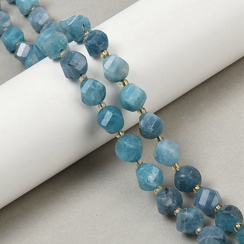 Brins de Perles en Jade Naturel Teinté avec Perles de Semence, Bleu Cadet — Perles à bijoux