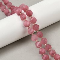 Fil de perles de jade naturel teint, facetté, torsadé, violet pâle — Perles à bijoux