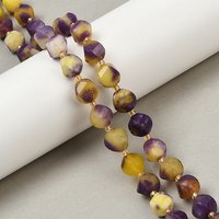 Brins de Perles de Jade Naturel Teintées avec Perles de Semence, Doré