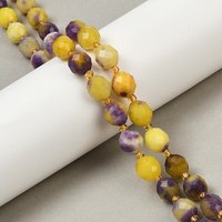 Natural White Jade Beads Strands with Yellow Seed Beads — Jewelry Beads