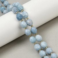 Natural White Jade Beads Strands with Light Sky Blue Seed Beads — Jewelry Beads
