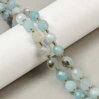 Brins de perles en jade blanc naturel avec perles de semence bleu clair — Perles à bijoux