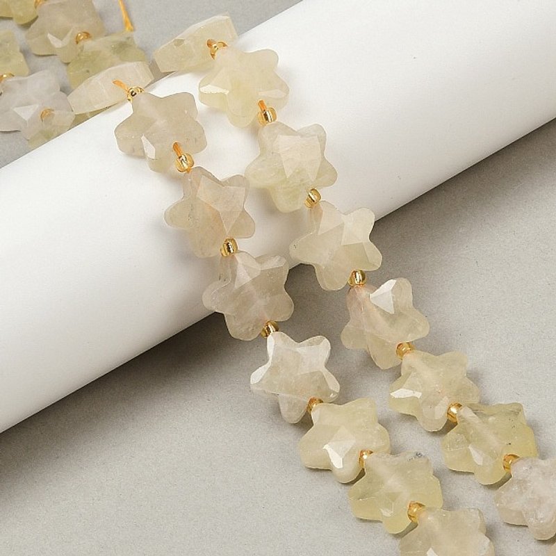 Brins de Perles Étoiles en Quartz Citron Naturel, 27pcs — Perles à bijoux