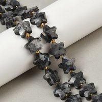 Brins de perles étoilées en larvikite naturel facetté avec perles de rocaille — Perles à bijoux