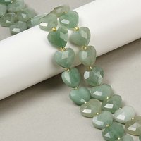 Natural Green Aventurine Faceted Heart Beads Strands, 28pcs — Jewelry Beads