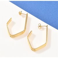 304 Stainless Steel Polygon Stud Earrings with 18K Gold Plating — Costume Jewelry