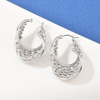 304 Stainless Steel Twist Ring Stud Earrings — Costume Jewelry