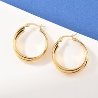 Boucles d'oreilles clous en acier inoxydable 304 à triple torsion - Plaqué or 18K — Bijoux fantaisie