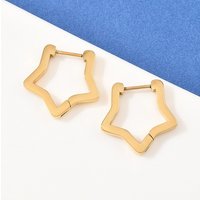 3304 Stainless Steel Star Hoop Earrings with 18K Gold Plating — Hoop Earrings