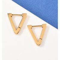 304 Stainless Steel Triangle Hoop Earrings, 18K Gold Plated — Hoop Earrings