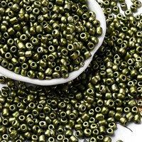 Glass Seed Beads, Metallic Colours, Round, Olive Drab, 5040pcs/pound — Jewelry Beads