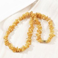 Collier en perles de chips d'ambre naturel avec fermoir en laiton - 19,76 po — Collier pendentif