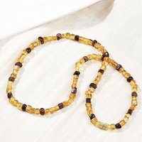 Collier de perles d'ambre naturel avec fermoirs en laiton, 19,69 pouces — Collier pendentif
