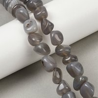 Natural Grey Agate Beads Strands, Tumbled Stone Nuggets, 15.35 inch — Jewelry Beads