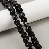 Fils de Perles en Agate Noire Naturelle, Teints et Chauffés, 15.35 pouces — Perles à bijoux