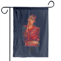 Egon Schiele Self Portrait Garden Flag - Double-Sided Print — Decorative Flags