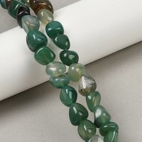 Brins de Perles d'Agate Naturelle, Nuggets de Pierre Tumble Teints Verts — Perles à bijoux