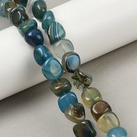 Natural Agate Beads Strands, Dyed Blue Tumbled Stone Nuggets — Jewelry Beads