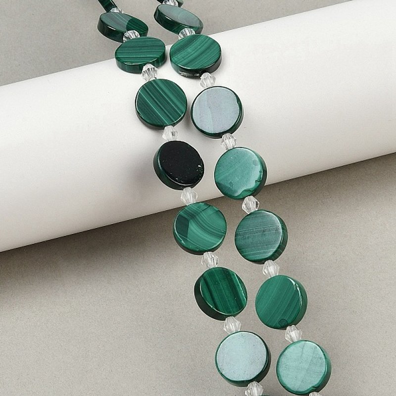 Natural Malachite Beads Strands, Flat Round, 12x2-3mm — Jewelry Beads