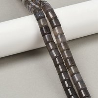 Brins de perles d'agate grise naturelle, colonne, 9-10mm, trou : 1mm — Perles à bijoux