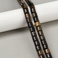Fils de Perles en Œil de Tigre Naturel, Colonne, 9-10mm, Trou: 1mm