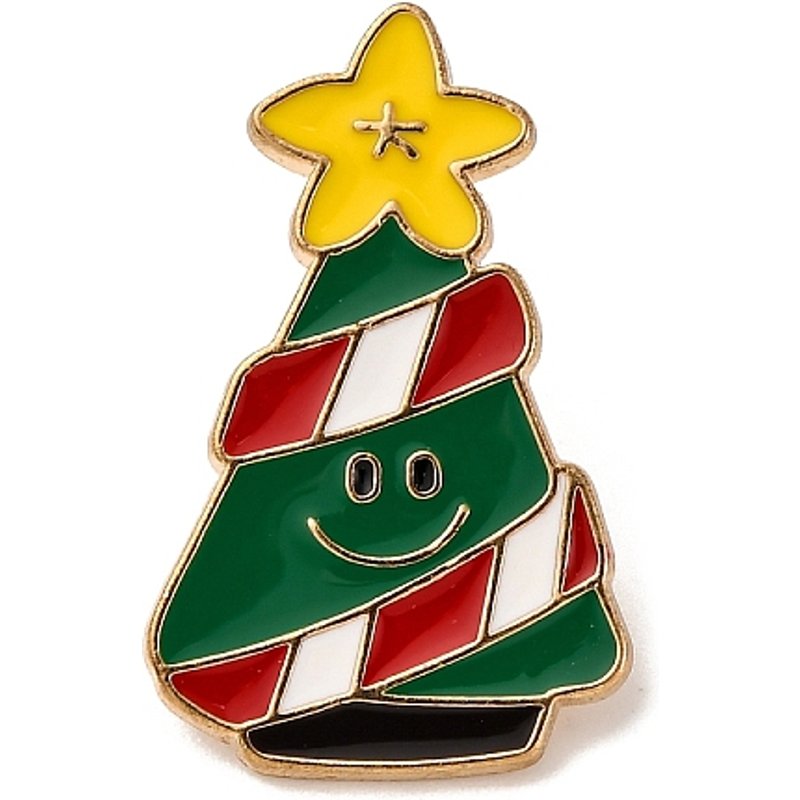 Christmas Enamel Pins, Alloy Lapel Pin Backs, Christmas Tree — Brooches