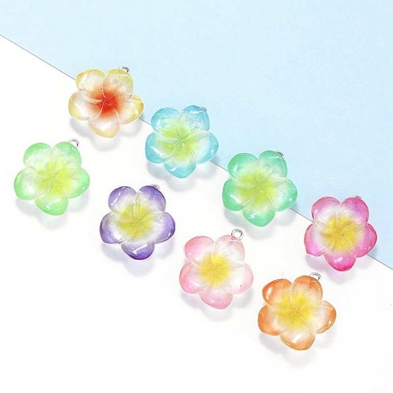 Pendentifs en résine Transparen Frangipani avec boucle en fer platine — Breloques et pendentifs