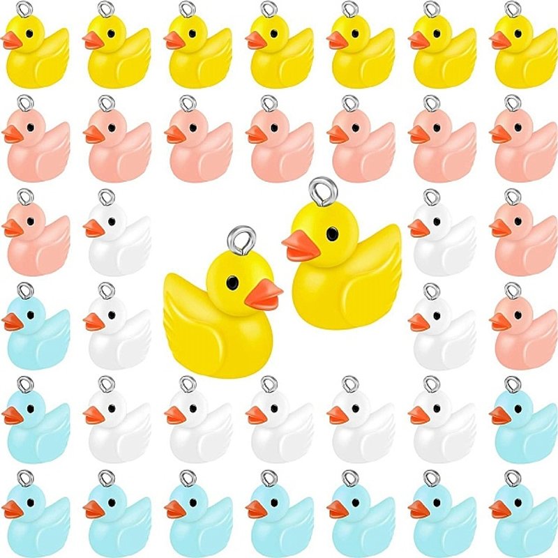 Opaque Resin Duck Charm Pendant with Platinum Iron Loop — Charms & Pendants