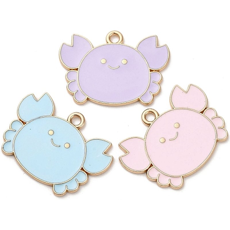 Light Gold Crab Alloy Enamel Pendant 19x26mm — Charms & Pendants