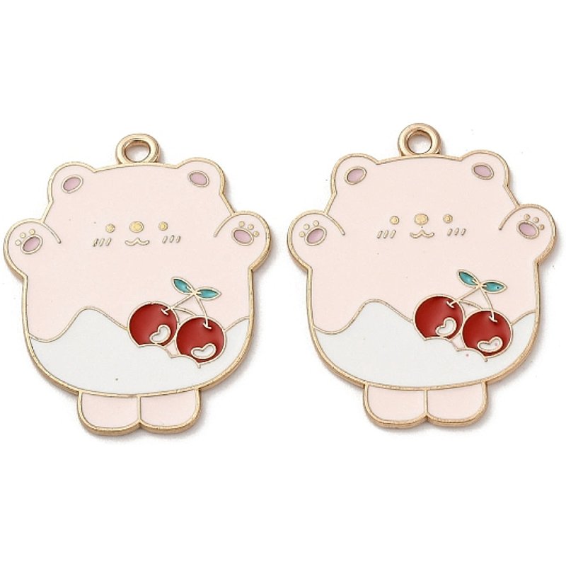 Pendentif en Émail Alliage Ours en Or Clair et Rose — Breloques et pendentifs