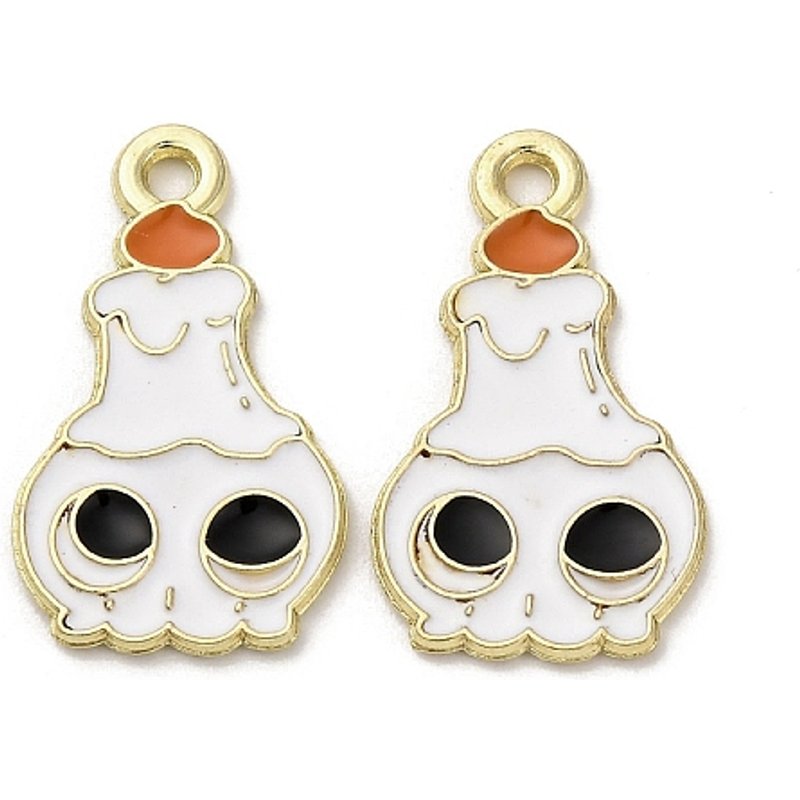 Pendentif en alliage émaillé Halloween, crâne, or, 21x12mm — Breloques et pendentifs