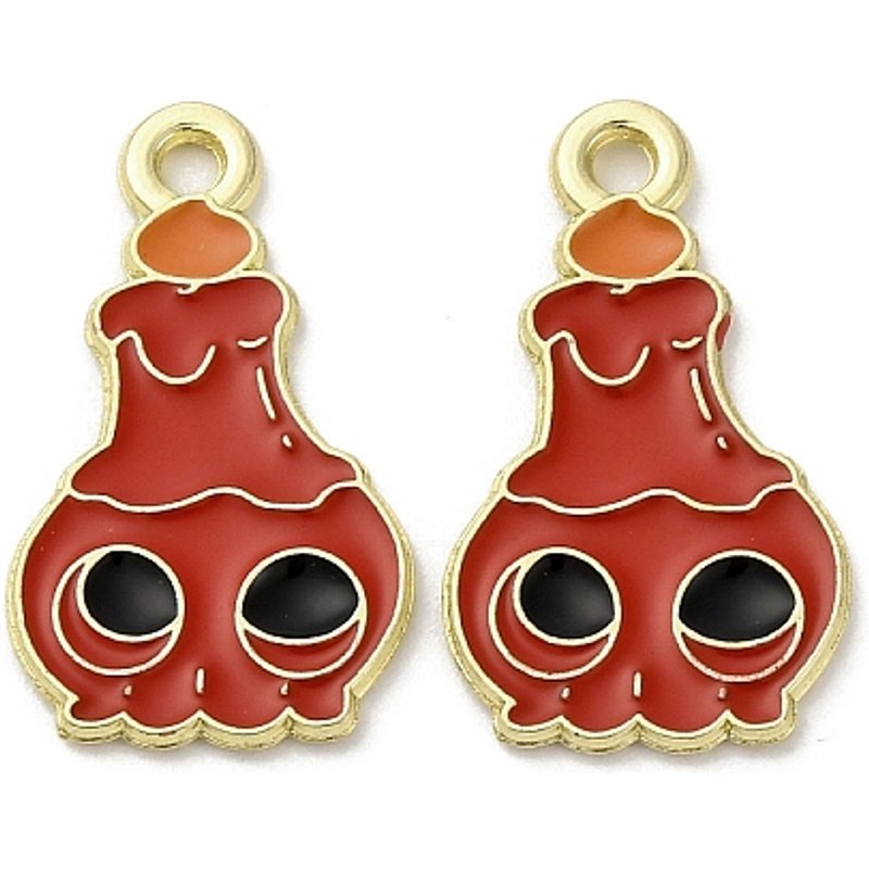 Pendentif en alliage émaillé Halloween, crâne, or, 21x12mm — Breloques et pendentifs