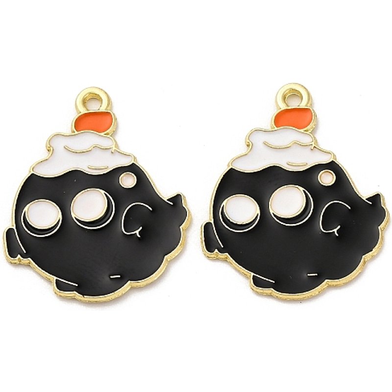 Pendentif Halloween Crâne en Alliage Émaillé, Doré, 25x20mm — Breloques et pendentifs
