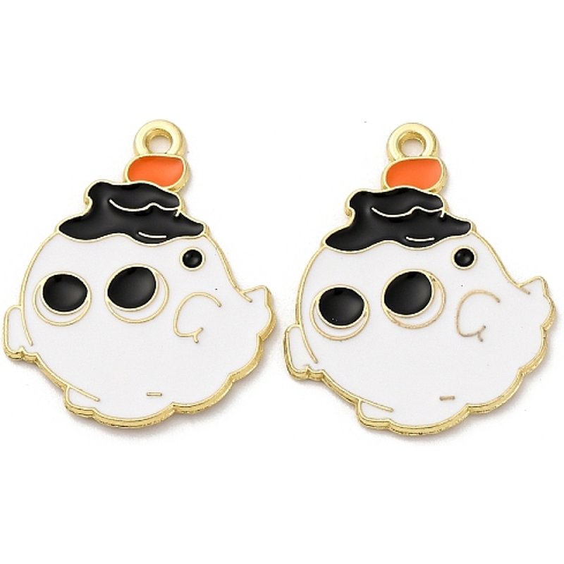 Halloween Ghost Enamel Pendant in Gold, 25x20mm — Charms & Pendants
