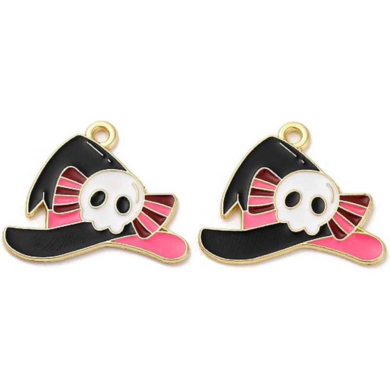 Pendentif en alliage émaillé doré en forme de crâne pour Halloween — Breloques et pendentifs