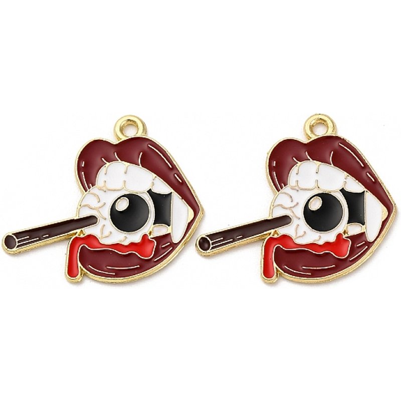 Pendentif en alliage émaillé Halloween - Fantôme doré - 23,5x26mm — Breloques et pendentifs