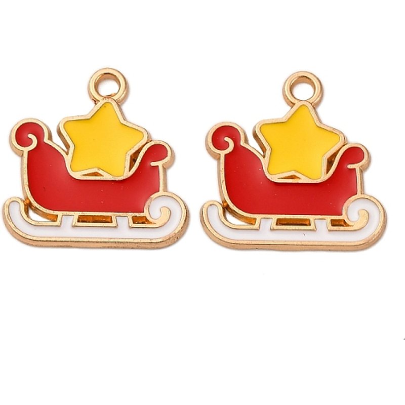 Pendentif Étoile en Émail Doré de Noël, 19.5x18.5mm — Breloques et pendentifs