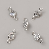 Charms de connexion en laiton Pave Zirconia Cubique Clair, Liens Ronds Plats — Accessoires pour bijoux