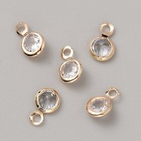 Brass Micro Pave Cubic Zirconia Charms, Flat Round, Light Gold — Charms & Pendants
