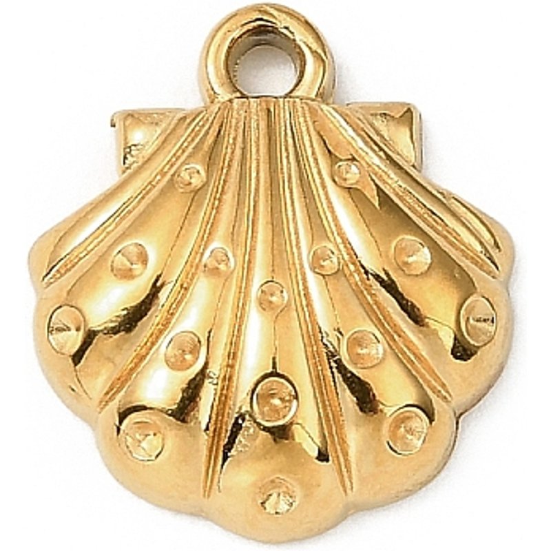 304 Stainless Steel Shell Shape Charms, Nickel Free, Ion Plating — Charms & Pendants