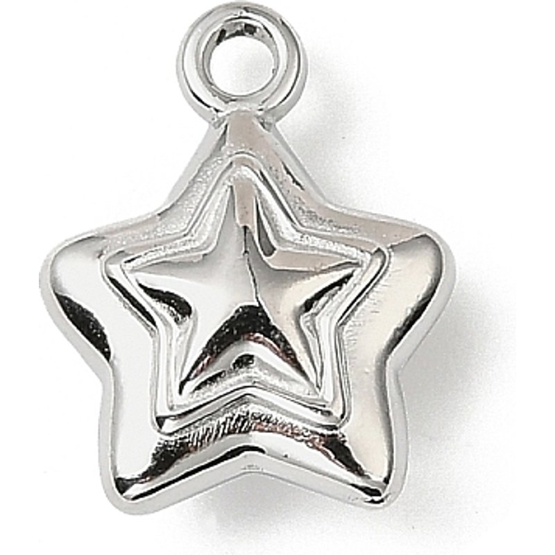 Charm en Acier Inoxydable 304, Sans Nickel, Étoile, 14x10.5x5.5mm — Breloques et pendentifs